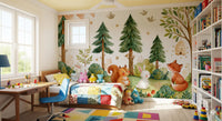 Autumnal Forest Meadow Animal Gathering Wall Mural