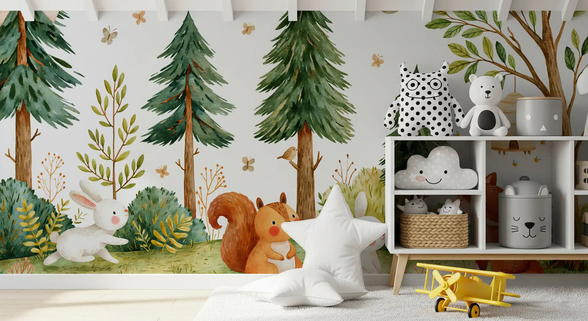 Autumnal Forest Meadow Animal Gathering Wall Mural