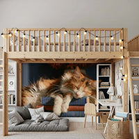 Calico Cat Sleeping on Stack of Old Books Wall Mural