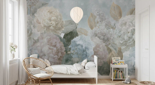 Vintage Hydrangea and Peony Floral Wall Mural