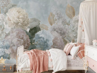 Vintage Hydrangea and Peony Floral Wall Mural