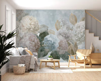 Vintage Hydrangea and Peony Floral Wall Mural