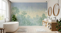 Misty Morning Forest Landscape Wall Mural