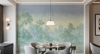 Misty Morning Forest Landscape Wall Mural
