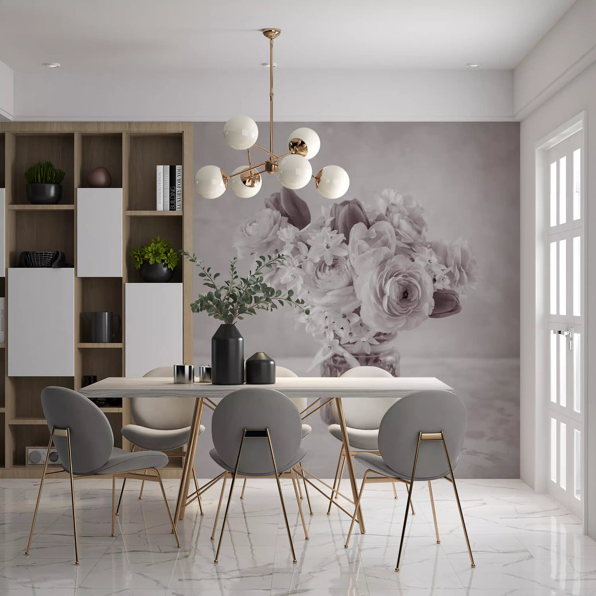 Muted Floral Still Life Study Wall Mural