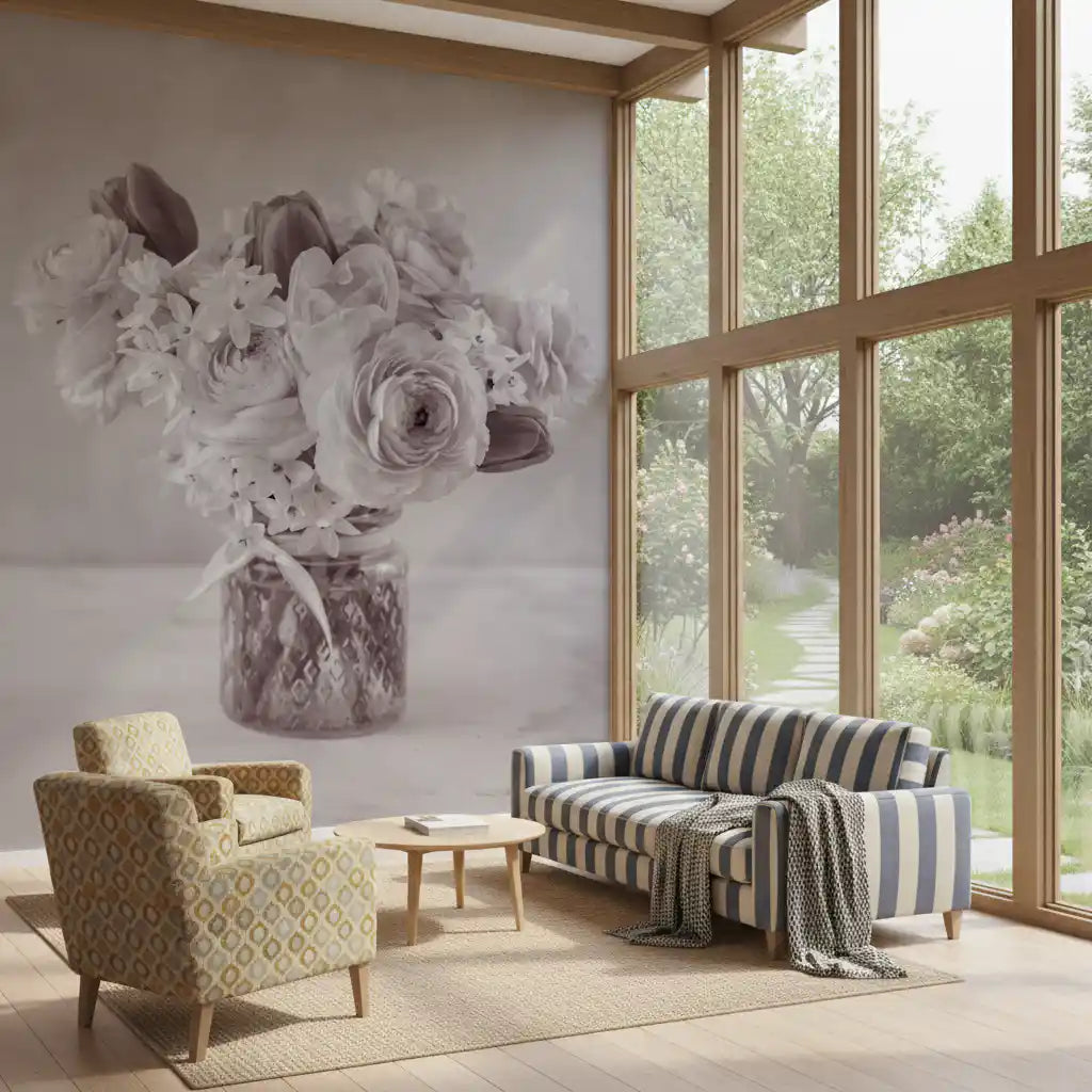 Muted Floral Still Life Study Wall Mural