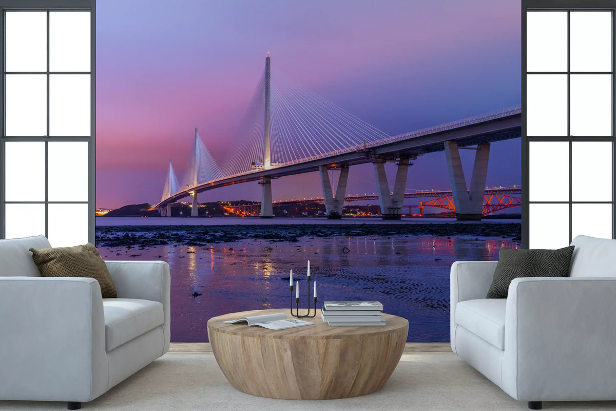 Twilight Firth of Forth Bridge Panorama Wall Mural