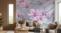 Abstract Pink Floral Branches Wall Mural