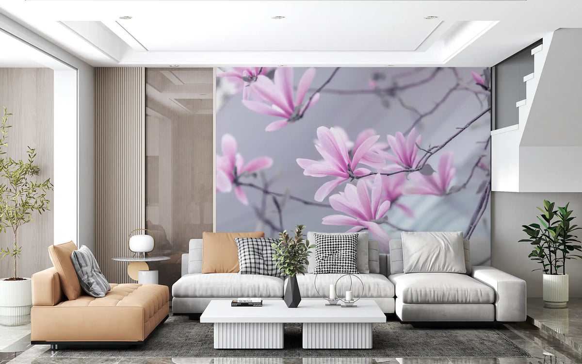 Abstract Pink Floral Branches Wall Mural