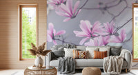 Abstract Pink Floral Branches Wall Mural
