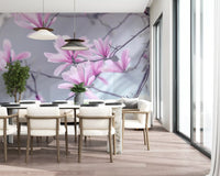 Abstract Pink Floral Branches Wall Mural