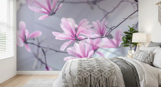 Abstract Pink Floral Branches Wall Mural