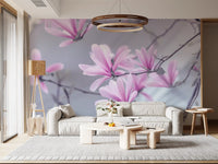 Abstract Pink Floral Branches Wall Mural