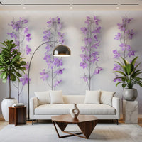 Abstract Lavender Floral Stems Wall Mural