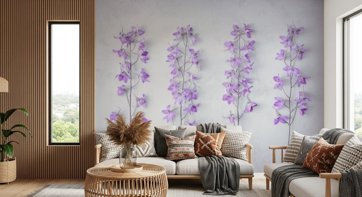 Abstract Lavender Floral Stems Wall Mural