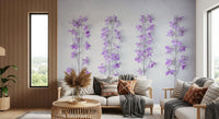 Abstract Lavender Floral Stems Wall Mural
