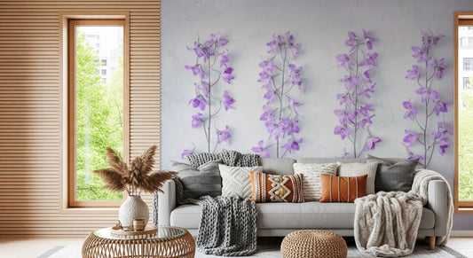 Abstract Lavender Floral Stems Wall Mural