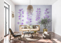 Abstract Lavender Floral Stems Wall Mural