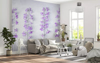 Abstract Lavender Floral Stems Wall Mural