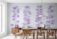 Abstract Lavender Floral Stems Wall Mural