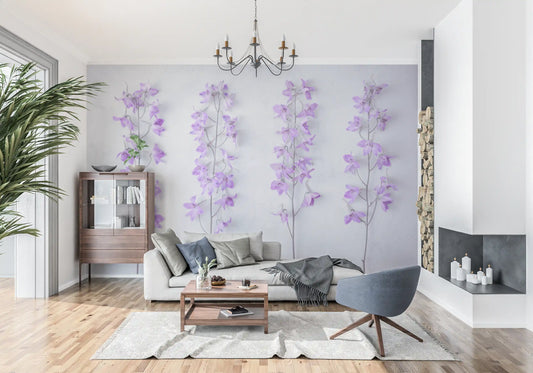 Abstract Lavender Floral Stems Wall Mural