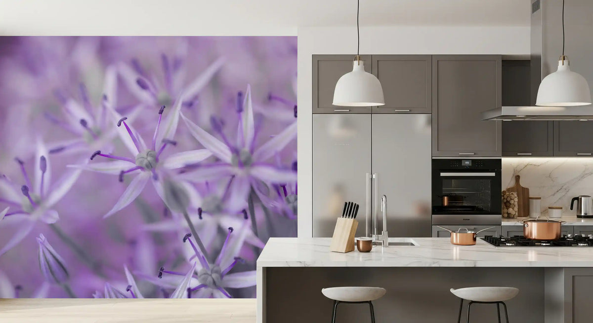 Violet Allium Macro Bloom Wall Mural