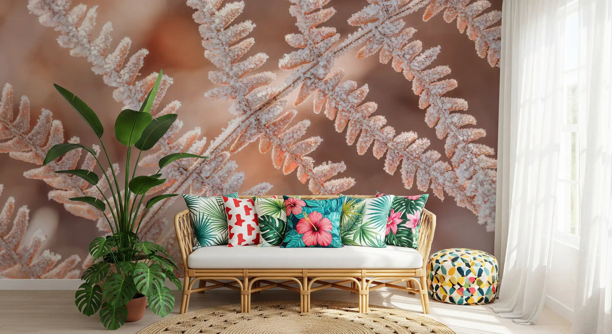Icy Fern Macro Botanical Texture Wall Mural