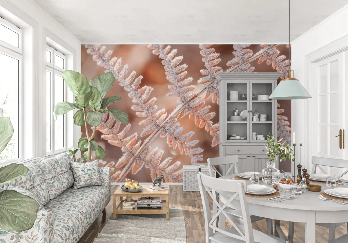 Icy Fern Macro Botanical Texture Wall Mural
