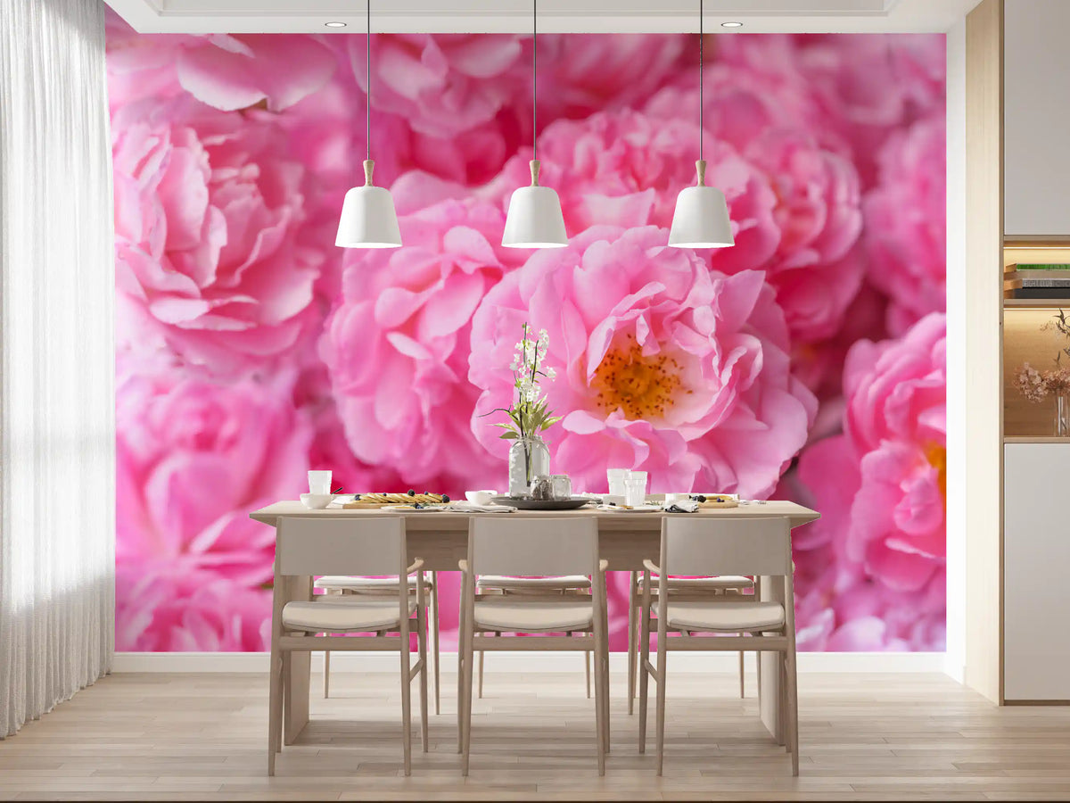 Soft Pink Peony Bloom Field Wall Mural