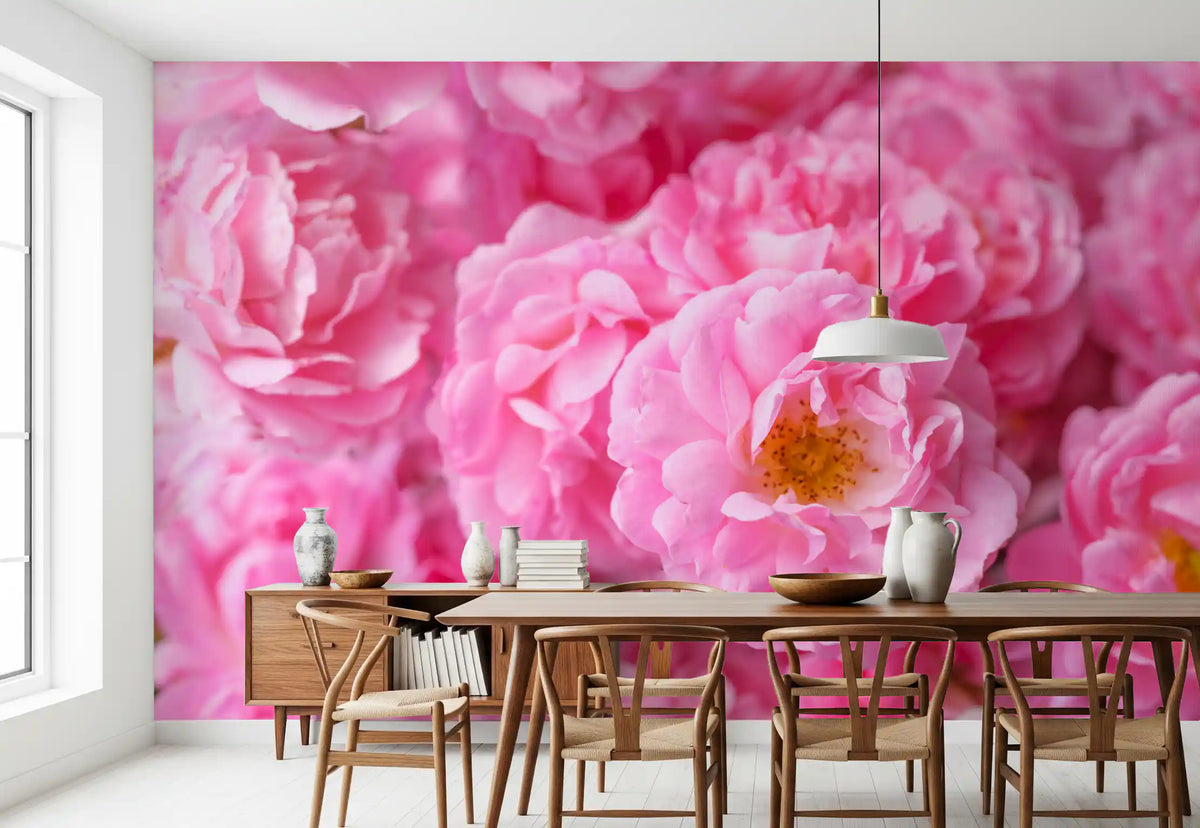 Soft Pink Peony Bloom Field Wall Mural