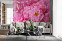 Soft Pink Peony Bloom Field Wall Mural