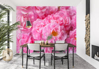 Soft Pink Peony Bloom Field Wall Mural