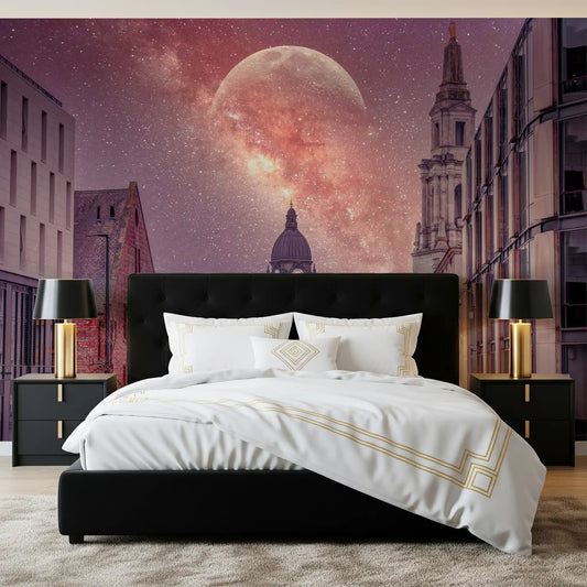 Cosmic Cityscape Architectural Vista Wall Mural