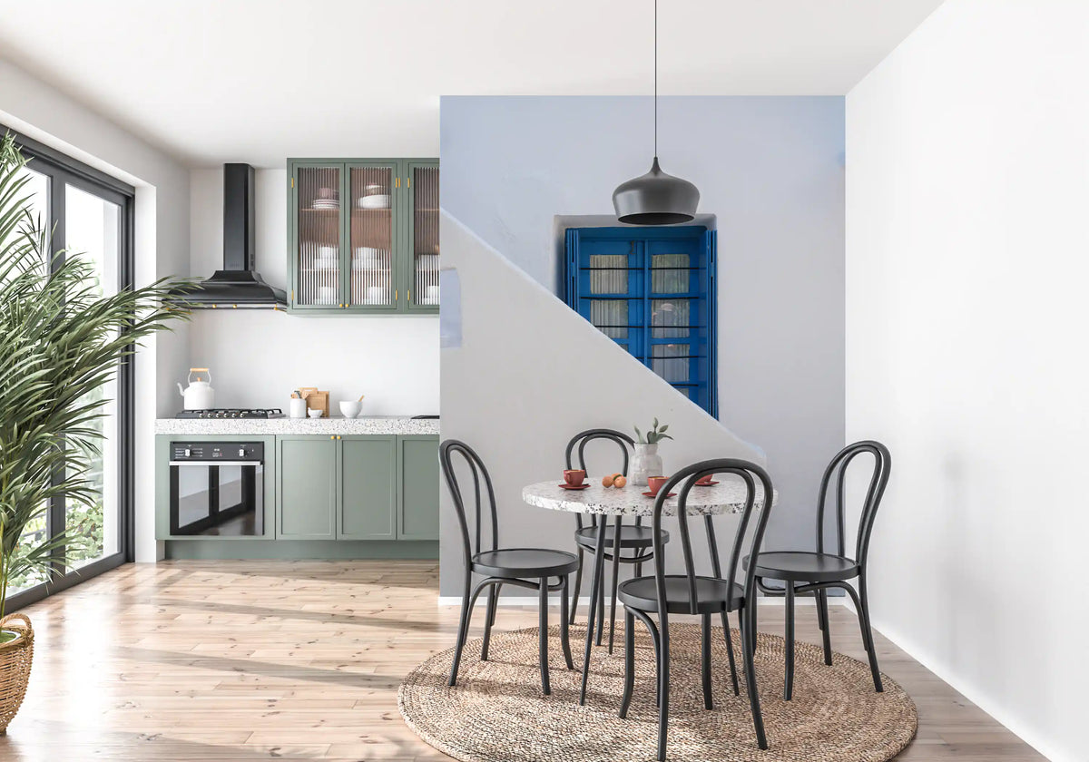 Minimalist Mediterranean Plaster and Shutter Wall Mural