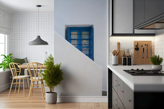 Minimalist Mediterranean Plaster and Shutter Wall Mural
