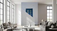 Minimalist Mediterranean Plaster and Shutter Wall Mural