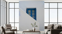Minimalist Mediterranean Plaster and Shutter Wall Mural