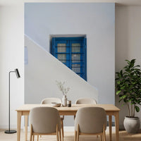 Minimalist Mediterranean Plaster and Shutter Wall Mural