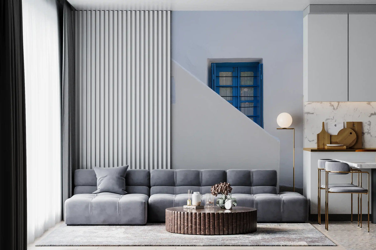 Minimalist Mediterranean Plaster and Shutter Wall Mural