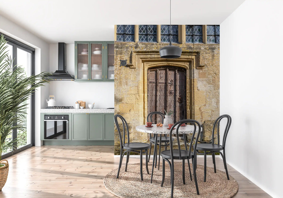 Aged Masonry and Timber Gate Wall Mural
