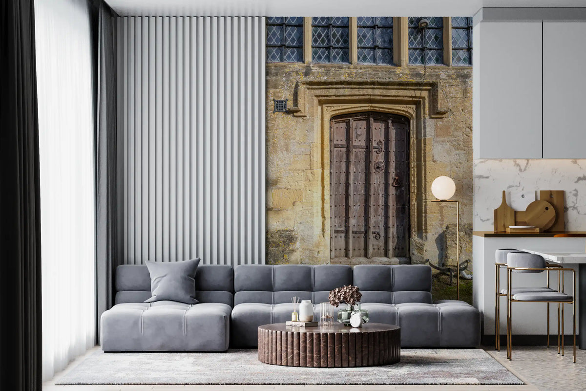 Aged Masonry and Timber Gate Wall Mural