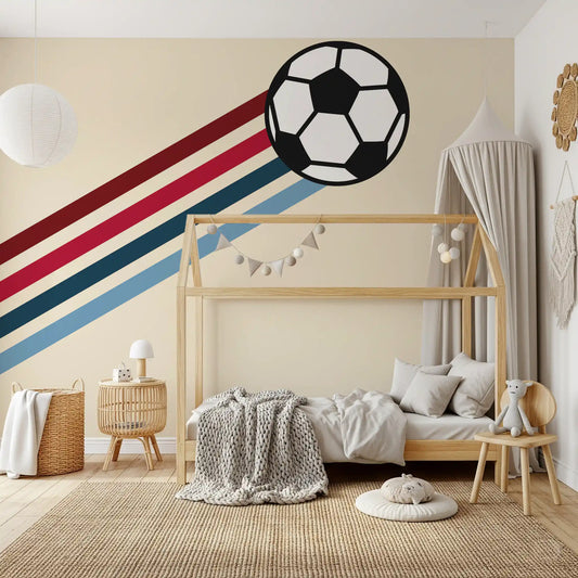 Minimalist Soccer Retro Stripes Wall Mural