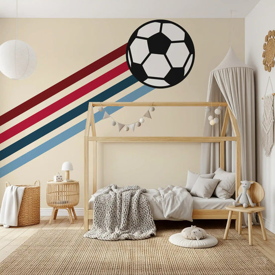 Minimalist Soccer Retro Stripes Wall Mural
