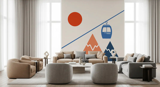 Abstract Alpine Adventure Scene Wall Mural