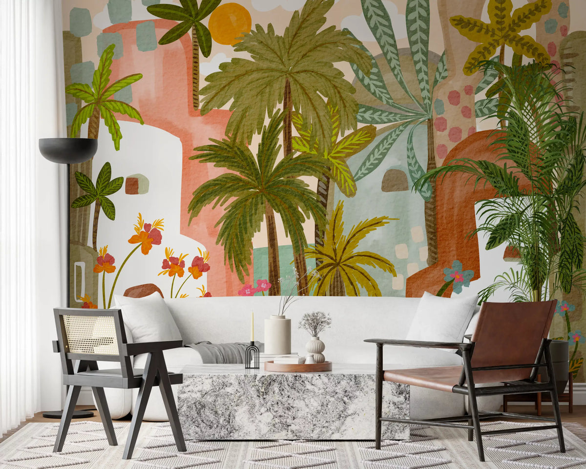 Mediterranean Palm Oasis Wall Mural