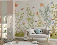 Enchanted Meadow Botanical Scene Wall Mural