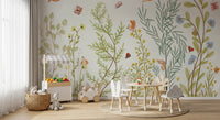 Enchanted Meadow Botanical Scene Wall Mural