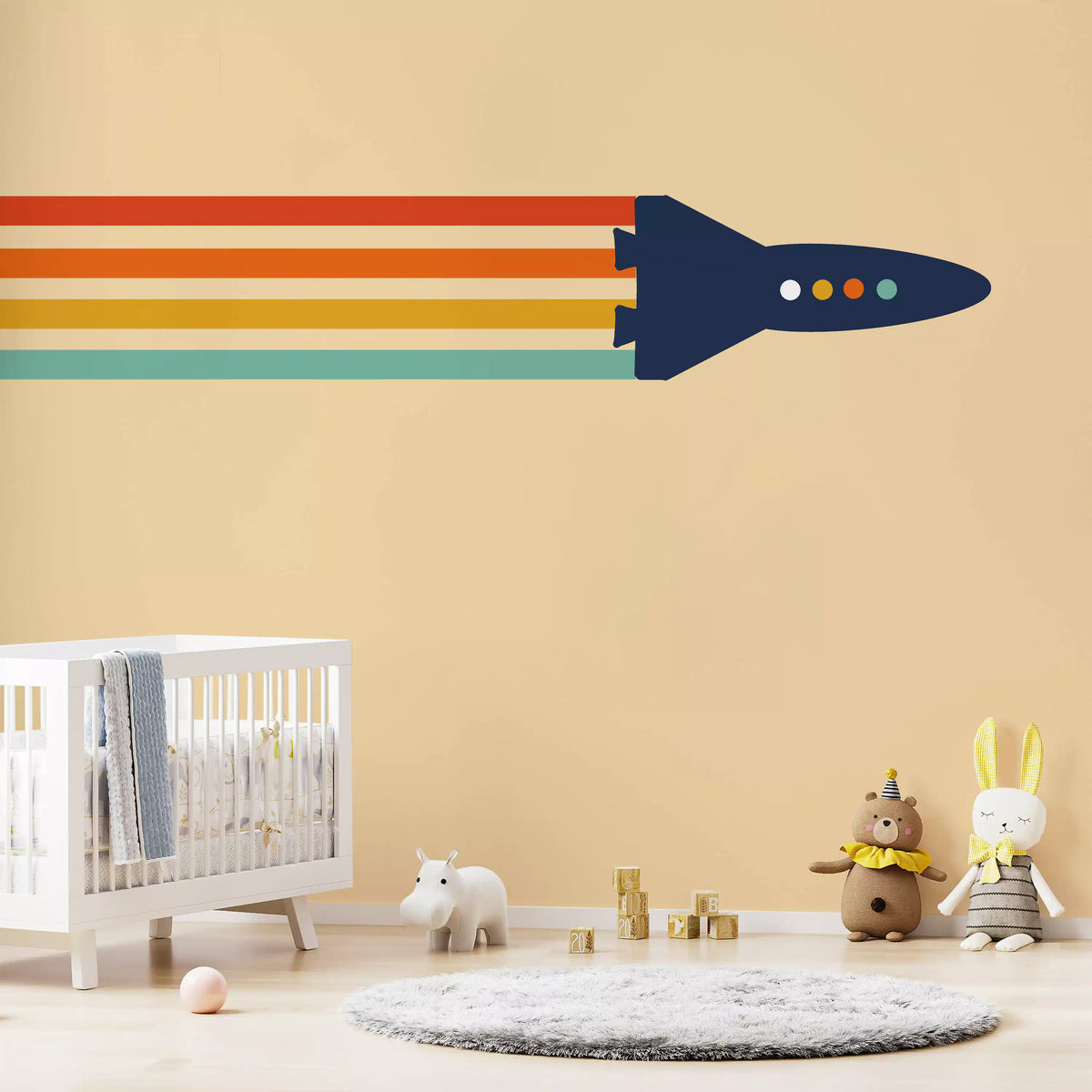 Retro Rocket Flight Path Wall Mural