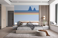 Minimalist Night Forest Horizon Wall Mural
