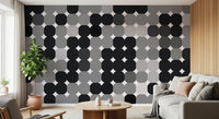 Monochrome Geometric Dot Grid Wall Mural